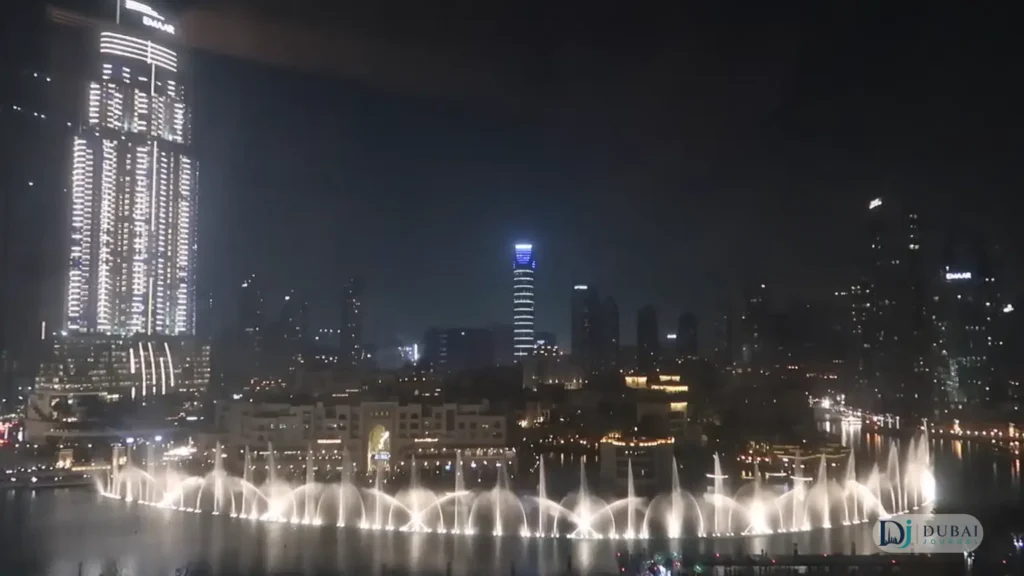 Burj Khalifa fountains at night