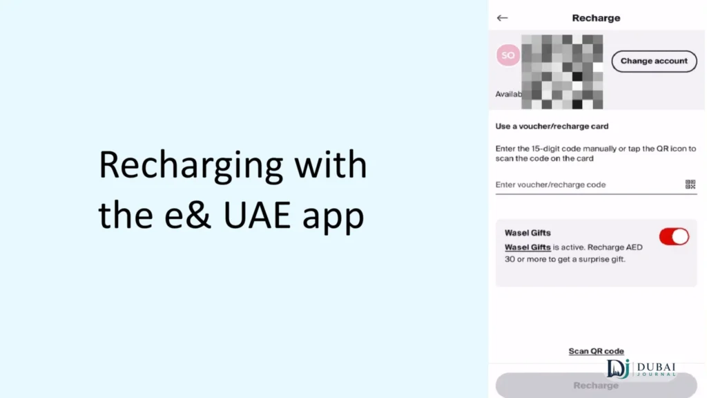 Etisalat recharging with the e& UAE app