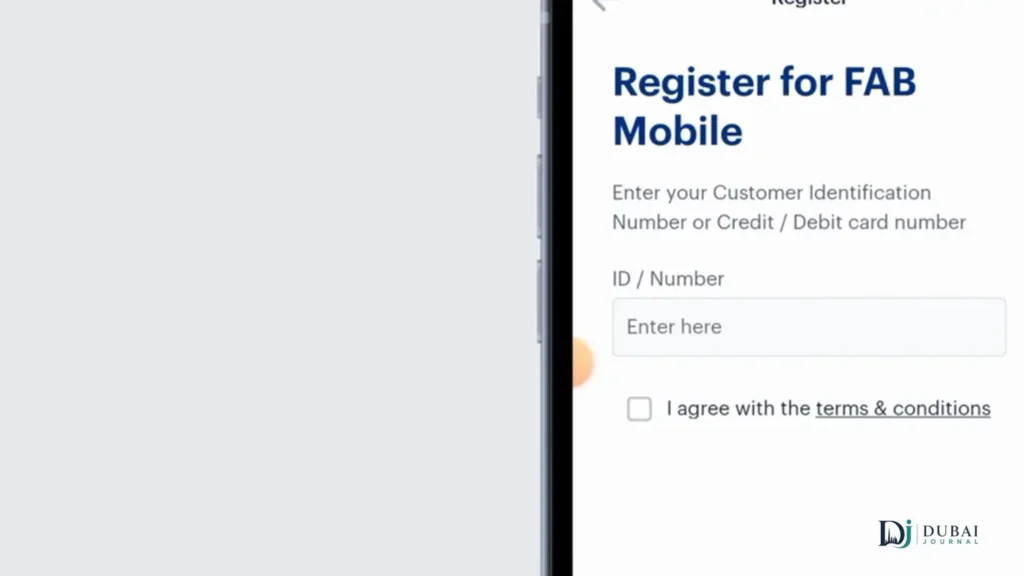 Register for FAB Mobile banking