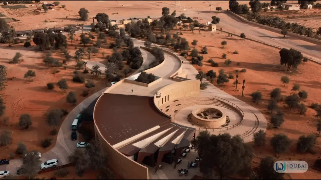 Aerial view of Mleiha Archaeological Centre in the Sharjah desert