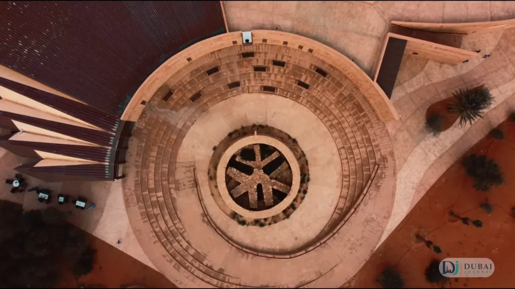 Aerial view of the ancient Umm an-Nar tomb at Mleiha Archaeological Centre, Sharjah