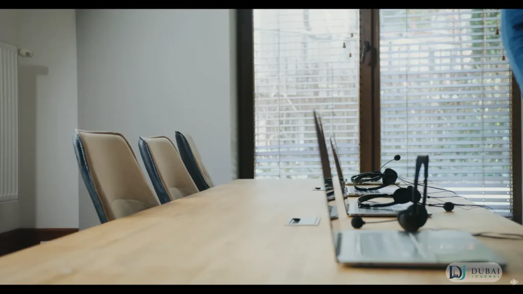 Call centre headsets on office desks