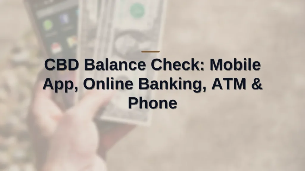 CBD balance check