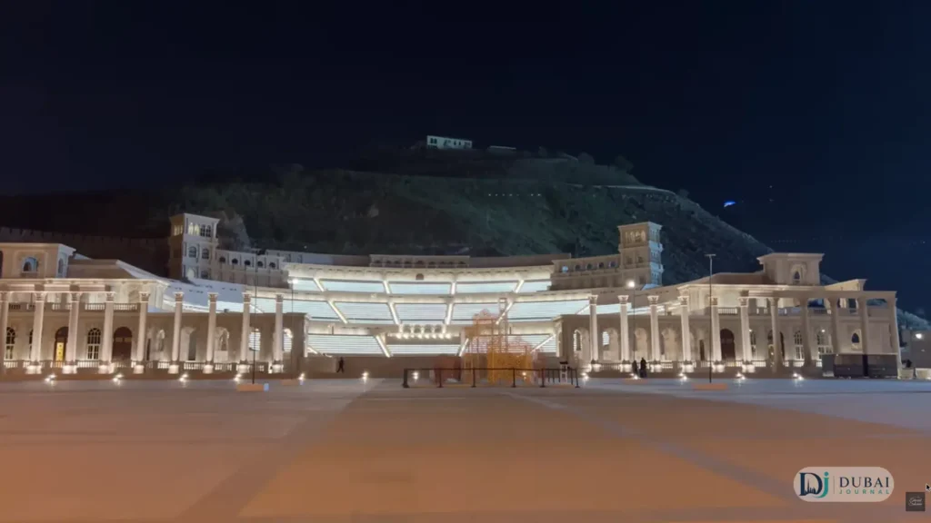 Khorfakkan Amphitheatre lit up at night