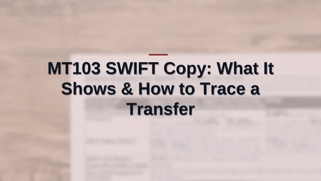 MT103 SWIFT copy