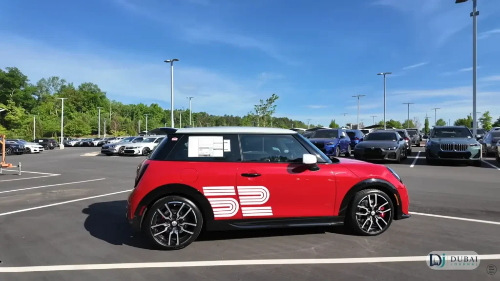Red MINI Cooper JCW side profile