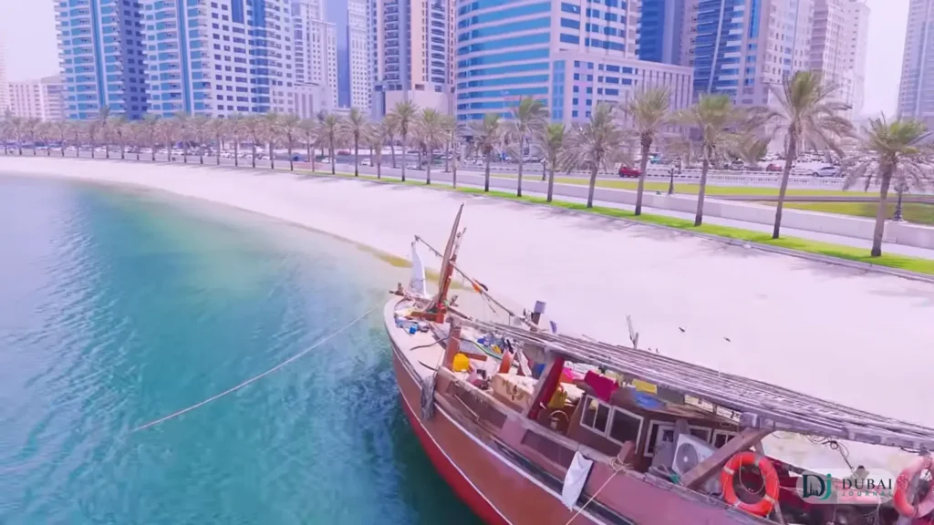 Residential towers along the Al Khan Corniche waterfront in Sharjah