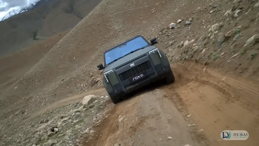 ROX 01 front view on a muddy mountain track