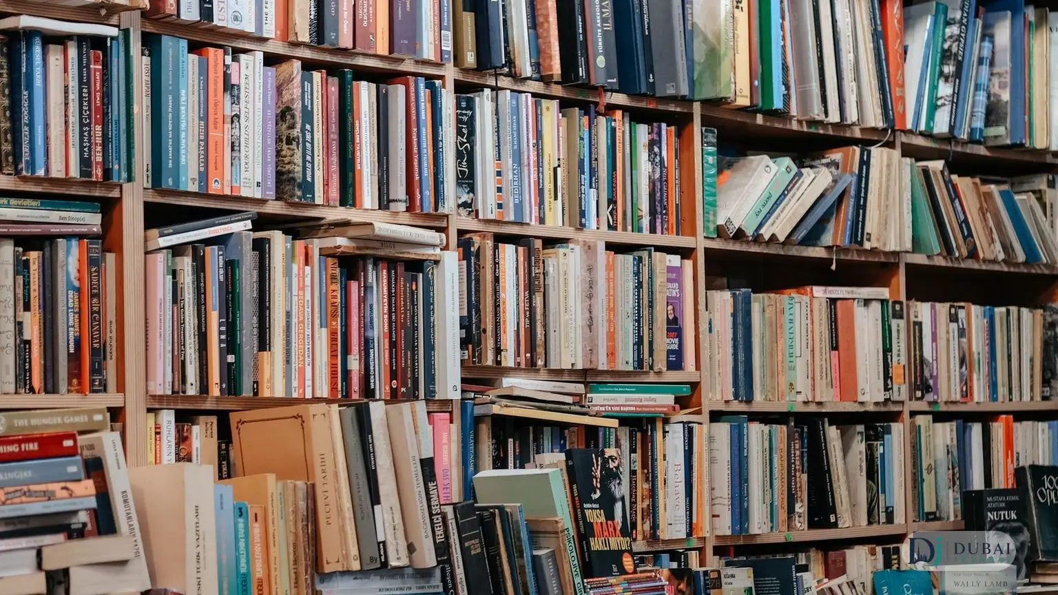 Shelves packed with books